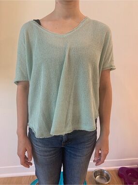 Urban Outfitters Mint Green Short Sleeve Knit Crop Top